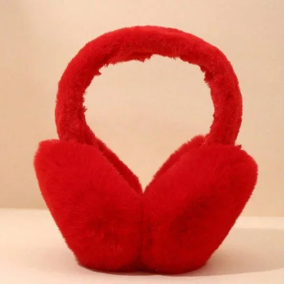 Red Cute Women's Fluffy Plush Warm Foldable Earmuffs